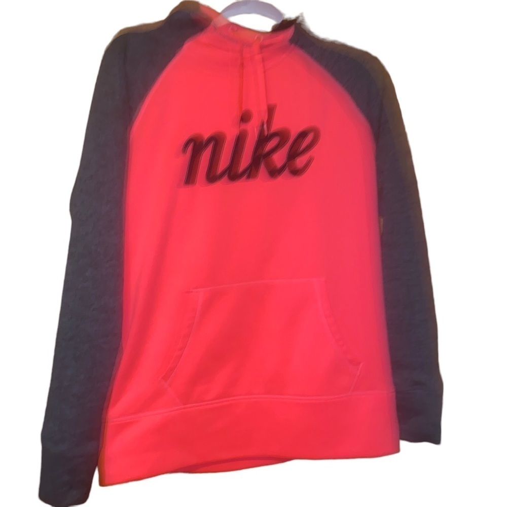 WOMEN neon pink /blackNike All Time Script GRX Sweatshirt Hoody Hoodie Large L